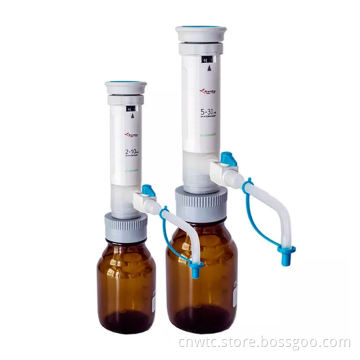 Adjustable Liquid Dispenser with Laboratory Bottle Top Screwcap Fitting for 2-10ml Volume